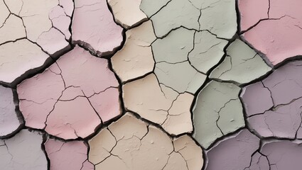 Cracked Earth Texture with Pastel Colors in Abstract Landscape