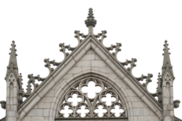 Intricate Gothic Cathedral Window and Spire Details