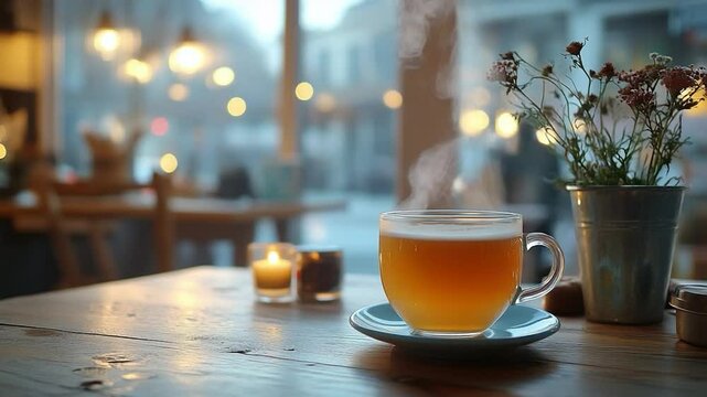 Cozy cafe tea time warm drink