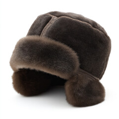 a brown hat with fur on top of it