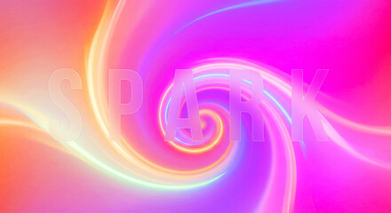 A swirling vortex of vibrant colors with the word spark overlaid in a transparent effect style