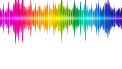 Abstract colorful background with sound wave equalizer illustration on white background.

