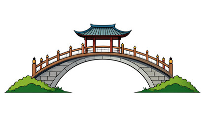 Chinese style bridge on white background
