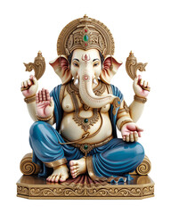 Intricate Ganesha Sculpture in Meditation Pose with Jewelry