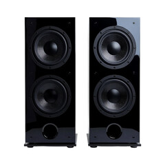 Fototapeta premium Black Speakers, Isolated Transparent Background, Modern Design Element