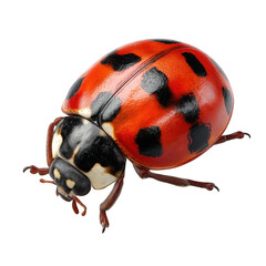Close up of a ladybug on black background  isolated on white background.png isolated on transparent background 