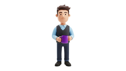 3D Cartoon Father with a Mug


