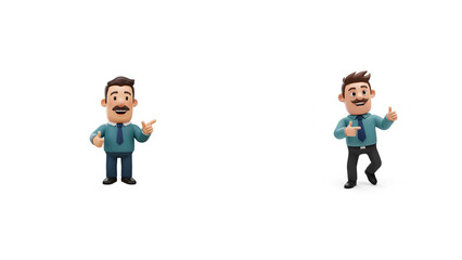 Playful 3D Cartoon Characters in Business Attire for Fun and Engaging Illustrations in Marketing and Design

