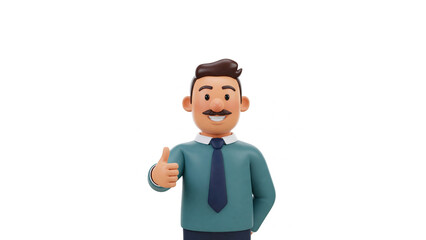 3D Cartoon Man Giving a Thumbs Up

