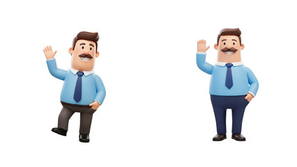 Two 3D Cartoon Men Waving Hello   © scottnguyen