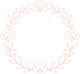Carnation Line Art Round Shape Frame