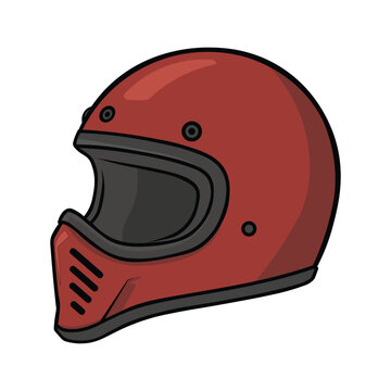 Red vintage motorcycle helmet illustration
