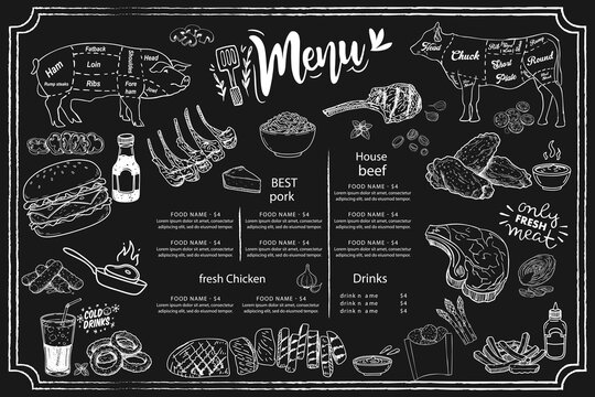 Vector style fresh meat drawing. An aesthetic element for poster and menu templates.