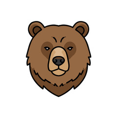 Fototapeta premium Cartoon bear head illustration with brown fur and simple features 