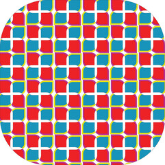 Colorful Abstract Geometric Mosaic with Rounded Squares in a Grid