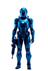 Blue Robot Suit, Isolated Transparent Background, Futuristic Design Element