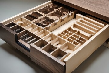 Drawer inserts with segmented and labeled spaces