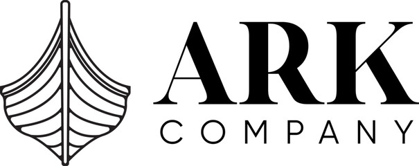 simple black line ark ship boat icon logo design