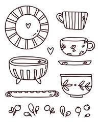 set with ceramic dishes