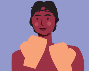 Fototapeta premium African-American man with black skin boxing to build strength, endurance, and coordination, flat vector stock illustration