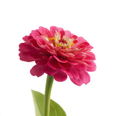 a pink flower with a yellow center in a vase