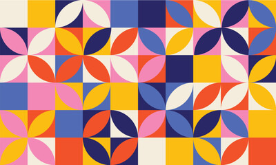 Mosaic Geometric Shape in Vibrant Color Grid PatternBackground for graphic, Colorful seamless pattern