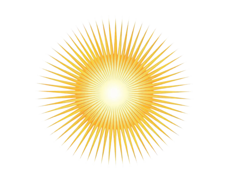 Bright Yellow Sunburst, Isolated Transparent Background