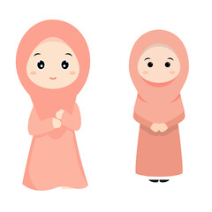 cute pink hijab girl illustration