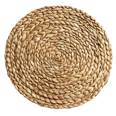 Modern Eco Straw Mat with a Natural Woven Texture Isolated on Transparent Background