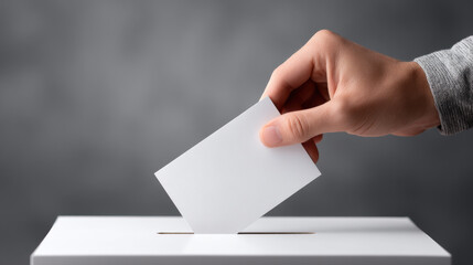 A person is putting a white card into a box