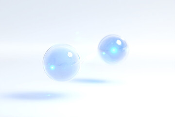 two bubbles floating in the air on a white surface
