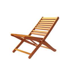 Minimalist Foldable Wooden Beach Chair with a Modern Design Isolated on Transparent Background