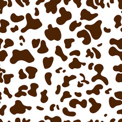 Cow print pattern seamless. Brown cow skin texture for printing, cutting, crafts, stickers or cover.