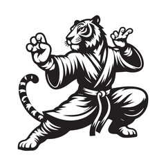 Wild Kungfu Tiger Emblem – Sport Style Animal Logo Vector