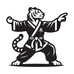 Wild Kungfu Tiger Emblem – Sport Style Animal Logo Vector