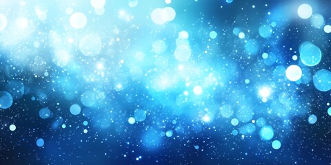 Obraz premium Abstract Festive Blue Glowing Background with Blurred Christmas Lights and Elegant Bokeh Effect