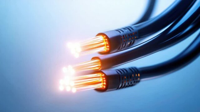 Fiber Optic Cables: A close-up showcasing the intricate structure of fiber optic cables, highlighting their role in transmitting high-speed data with light pulses.