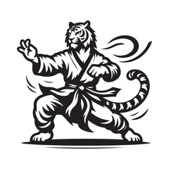 Aggressive Tiger Karate Fighter – Editable Vector Logo Design