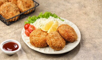 Korokke is the name of a typical Japanese croquette dish made from mashed potatoes, ground meat, and vegetables coated in breadcrumbs or panko and fried