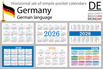 German horizontal Set of pocket calendars for 2026