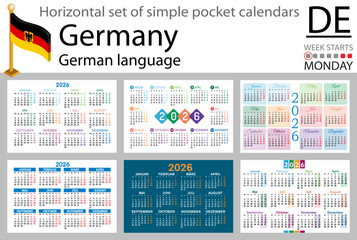 German horizontal Set of pocket calendars for 2026