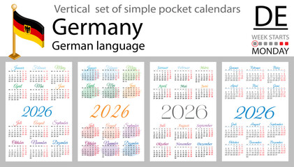 German vertical Set of pocket calendars for 2026