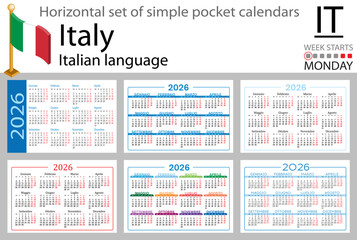 Italian horizontal Set of pocket calendars for 2026
