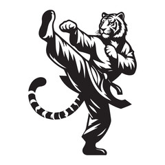 Kung Fu Tiger Mascot Logo – Fierce Martial Arts Animal Vector