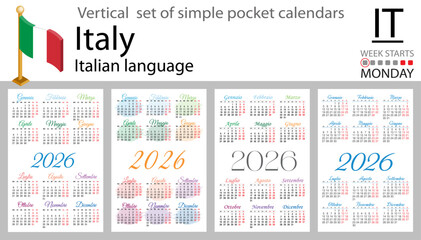 Italian vertical Set of pocket calendars for 2026