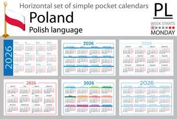 Polish horizontal Set of pocket calendars for 2026