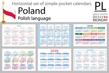 Polish horizontal Set of pocket calendars for 2026