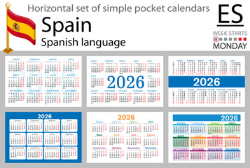 Spanish horizontal Set of pocket calendars for 2026