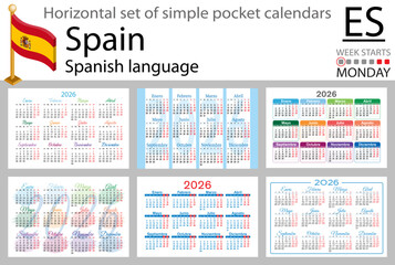 Spanish horizontal Set of pocket calendars for 2026