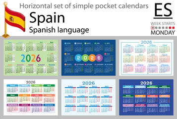 Spanish horizontal Set of pocket calendars for 2026
